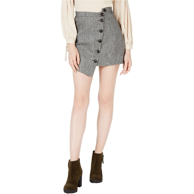 Sage The Label Womens Button-Front Asymmetrical Skirt, Grey, Large