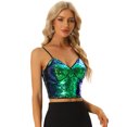 thumbnail image 1 of Corpiño de color Brillante Y2K Top de Tirantes con Lentejuelas para Mujer Camiseta sin Mangas Verde XS, 1 of 6