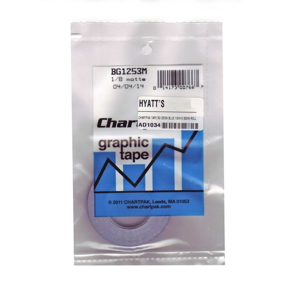Chartpak Tape BG1253M Blue 1/8in x 27yd Roll