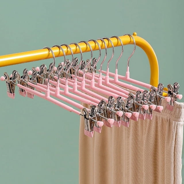 5Pcs Pants Drying Rack Space Saving Drying Hanger with Metal Clip Stainless Steel Hanger for Pants Trousers Light Blue Bold