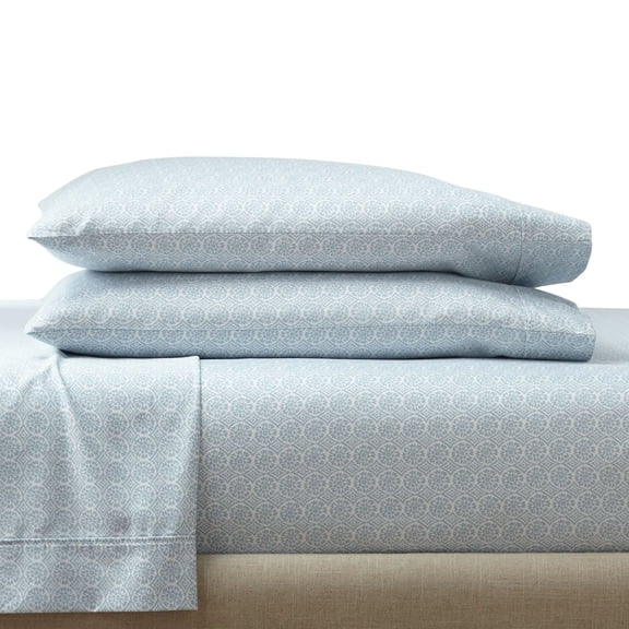 Better Homes & Gardens 300 Thread Count Cotton Sateen Bed Sheet Set, Suzani Blue Water, 4-Piece, Double