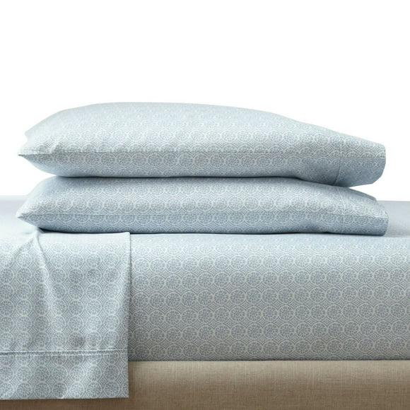 Better Homes & Gardens 300 Thread Count Cotton Sateen Bed Sheet Set, Suzani Blue Water, 4-Piece, Double