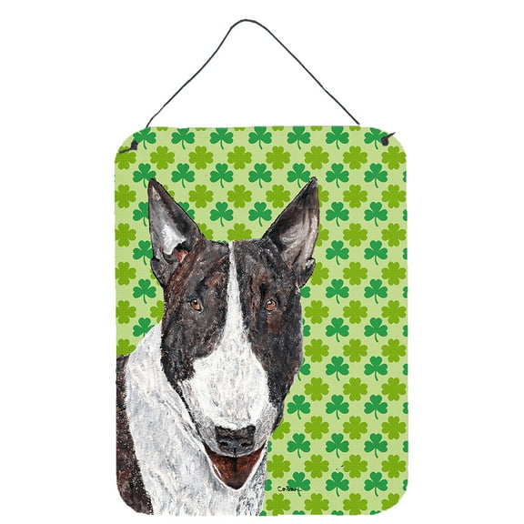 Carolines Treasures SC9575DS1216 Bull Terrier Lucky Shamrock St. Patricks Day Wall or Door Hanging Prints 12WX16H