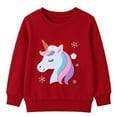 thumbnail image 2 of HILEELANG Toddler Girls(2-7Y) Christmas Red Sweatshirt - Kids Festive Unicorn Pullover Holiday Crewneck Tops Long Sleeve 5T, 2 of 8