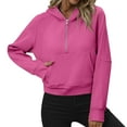 thumbnail image 2 of Baqcunre Hoodies For Women Womens Half Zip Sweatshirts Cropped Hoodies Fleece Quarter Zip Up Pullover Sweaters Fall Outfits Winter Clothes Sweatshirt For Women Fall Outfits For Women 2023 Hot Pink S, 2 of 7