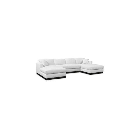 Meridian Furniture Johanna White Linen Textured Fabric 3pc. Sectional