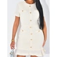 thumbnail image 2 of Women'S Dress Short Sleeve Elegant Wedding Cocktail Bodycon Midi Fishtail Dresses White S, 2 of 5