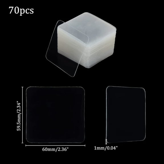 70Pcs Double Sided Adhesive Pads 2.36 in Removable Square Tape Clear Sticky Tack Gel Pads PVC Strong Adhesive Gel Mounting Pads for Craft Home Carpet Office Wall Hanging