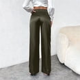 thumbnail image 6 of RUTAYY Women's Pants High Waist Solid Color Satin Palazzo Bottoms Loose Fit Everyday Casual Wear Chic Travel Trousers, 6 of 9
