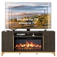 thumbnail image 7 of BELLEZE Fireplace TV Stand with 36" Electric Fireplace, Entertainment Center for TVs Up to 75", TV Console with Storage Cabinet and Open Shelf for Living Room, Bedroom - London (Dark Walnut), 7 of 7