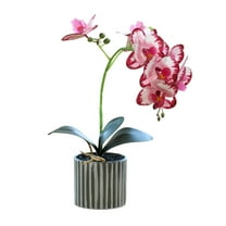 LShunze Fake Orchids Flowers in Pot Faux Orchids Artificial Flowers Washable Silk Orchid Phalaenopsis Potted Plants for Home Wedding Table Centerpiece Bathroom Office