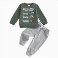 thumbnail image 3 of Xudanell Baby Toddler Boys Fall Clothing Set 2t 3t 4t 5t Letter just a boy who loves trucks excavator tractors Print Long Sleeve Round Neck Tops Drawstring Pocket Long Pants 2-Piece Outfits, 3 of 4