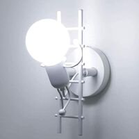 Lámpara de pared interior Little Iron Man, lámpara de pared de diseño creativo moderno Lámpara de pared de escalada humanoide Iluminación Art Deco E27 para habitación de niños, pasillo, restaurante, JAMW Sencillez