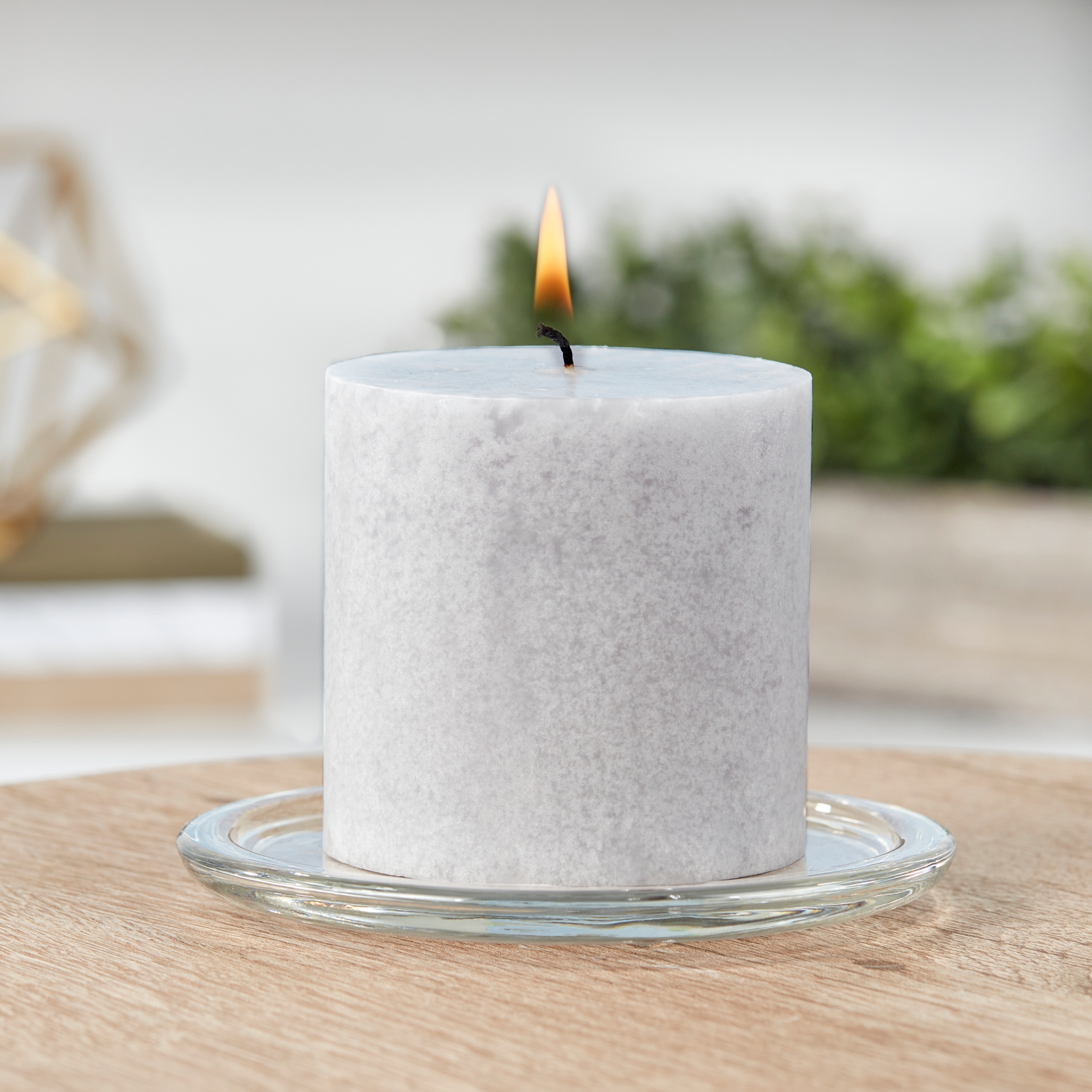 (2 pack) Mainstays Unscented Mottled Pillar Candle, 3 in x 3 in, Gray