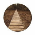 thumbnail image 1 of Landscape Mouse Pad for Computers, Wooden Path Heading to the Forest Walk Way Towards Deep Woodland in Fall Season, Round Non-Slip Thick Rubber Modern Mousepad, 8" Round, Brown Green, by Ambesonne, 1 of 2