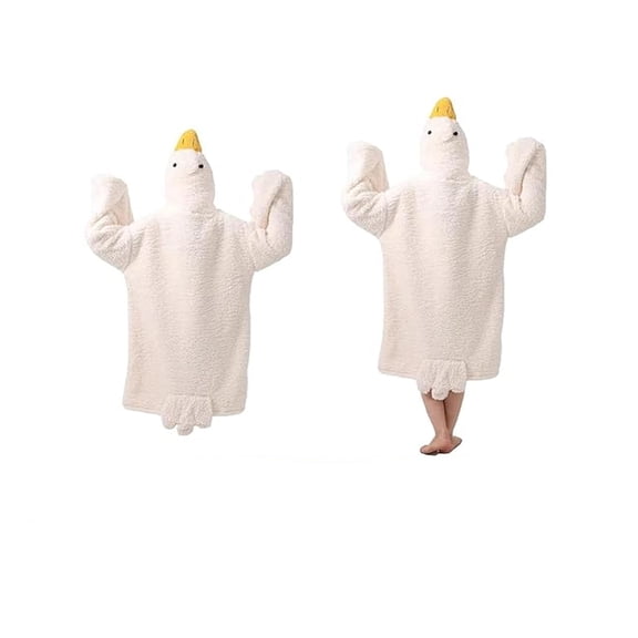 YAMB Goose Blanket Hoodie Onesie, Blanket Hoodie Onesie Fleece Oversized Wearable Blanket Hoodie with Sleeves, Big Goose Bathrobe, Winter Warm Duck Velvet Onesie Couple Sleeping Bag
