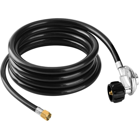 shiyou-12FT Universal QCC1 Low Pressure Propane Hose with Regulator Grill Replacement for Most LP Gas Grill, Fire Pit Table, Heater, Camp Stove and More - 3/8" Female Flare Nut