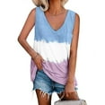 thumbnail image 2 of CNKOO Womens Tie-Dye Tank Loose Fit V Neck Sleeveless Color Block Shirts with Pocket, 2 of 6
