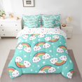 thumbnail image 2 of Homewish Funny Cloud Rainbow Bedding Comforter Set 7 Pieces, Kawaii Cartoon Stars Full Bedding Set, Teens Kids Boys Girls Reversible Fitted Sheet Flat Sheet, Super Cozy Room Decor, 2 of 7