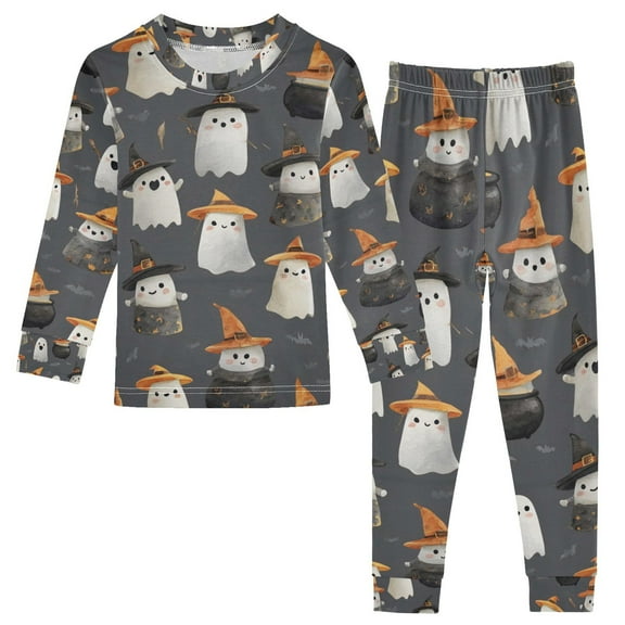 Boys Pajamas Girls Pajama Witch Hat and Cute Ghost Cute Comfortable Cotton Two-piece Pajama Set
