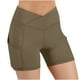 thumbnail image 3 of TaTaai Women's High Waisted Butt Lifting Yoga Shorts with Pockets Solid Stretchy Running Gym Workout Shorts Scrunch Booty Athletic Fitness Pants Gift, 3 of 8