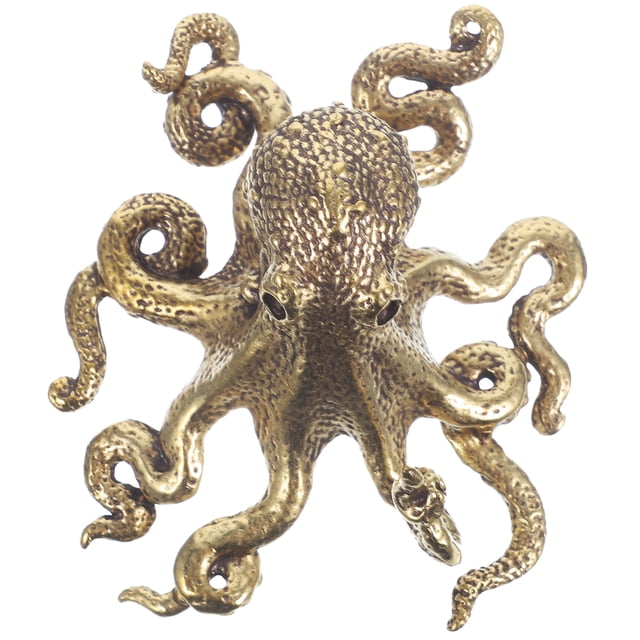 GOOHOCHY Mini adorno de pulpo de latón, modelo de pulpo, figura animal, decoración de escritorio