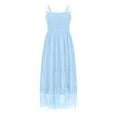 thumbnail image 6 of SMihono Fashion Women's Summer Midi Tulle Dress Sleeveless Smocked Square Neck Ruffle Flowy Party Wedding Guest Sundress Light Blue XL, 6 of 9