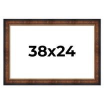 38x24 Frame Brown Walnut Gold Ornate Trim Solid Wood Plein Air Picture Frame | 3 Inch Moulding