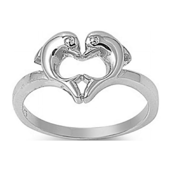 925 Sterling Silver Dolphin in Pleasure Ring Size 6