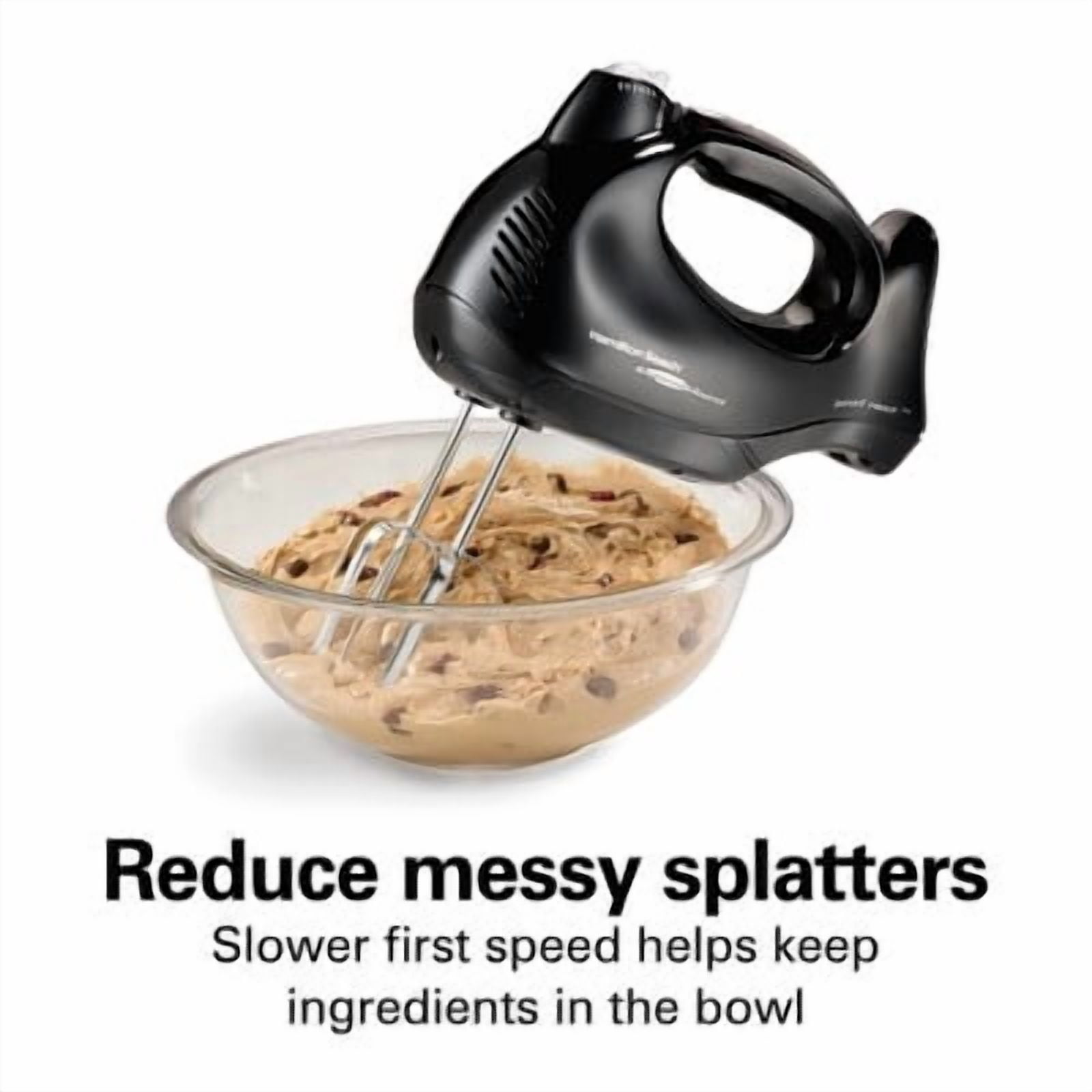 Hand Mixer with Snap-On Case : 275W, 6 Speeds, Dishwasher-Safe Parts, Black