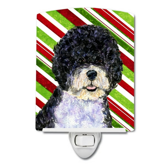 Caroline's Treasures SS4559CNL Portuguese Water Dog Candy Cane Holiday Christmas Ceramic Night Light, 6x4x3", multicolor