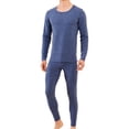 thumbnail image 1 of Conjunto de ropa interior térmica azul para hombre, calzoncillos largos con forro polar suave, capa base cálida para invierno en la parte superior e inferior, 1 of 6