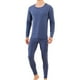 thumbnail image 1 of Conjunto de ropa interior térmica azul para hombre, calzoncillos largos con forro polar suave, capa base cálida para invierno en la parte superior e inferior, 1 of 6