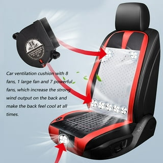 12V Cooling Car Seat Cover 12 Fans Cushion 3 Adjustable Tem. Faux  Leather(Black)