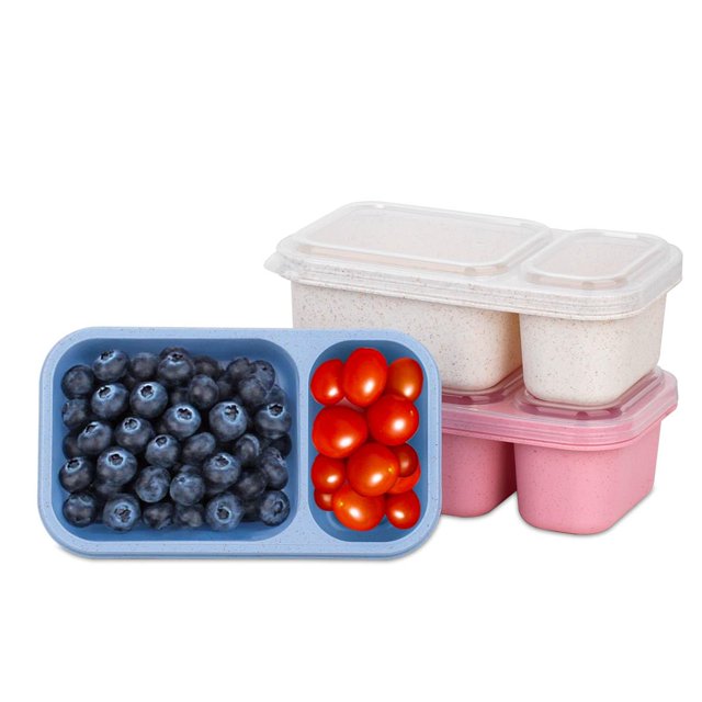 Recipientes para aperitivos DOSEWART, 2 compartimentos, reutilizables, paquete de 3