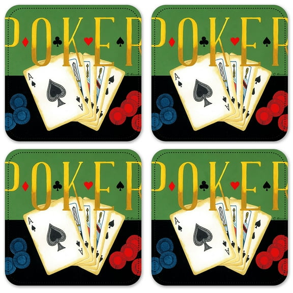 Vinyl Drink Coasters - Set of 4 - Poker