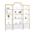 thumbnail image 4 of Home Office Hight Tall Cabinet Display Bookcase Bookshelf Storage Cabinet Display Shelf, X Bar With Gold Frame 78",74.8",70.8", 4 of 14