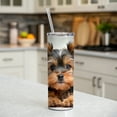 thumbnail image 6 of Yorkshire Terrier Yorkie Dog Puppy Photo 20oz Insulated Water Bottle Skinny Tumbler Includes Straw, 6 of 7