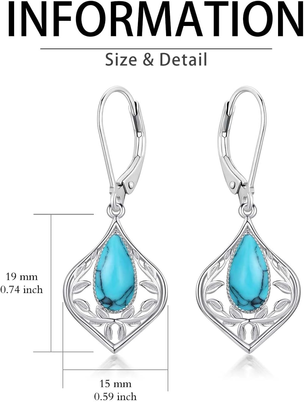 JKR Moss Agate Filigree Teardrop Earrings 925 Sterling Silver Gemstone Leverback Earrings Jewelry Birthday Valentines Mothers Day Gifts for Women