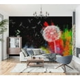 thumbnail image 3 of Tiptophomedecor Botanical Wallpaper Wall Mural - Colourful Dandelion, 3 of 6