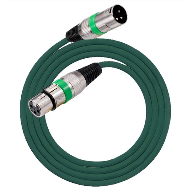 Cable XLR de 3 Pines, Conector XLR Macho/Hembra para Montaje en Panel A Conector XLR Hembra/Macho, Convertidor de Extensión de Micrófono de Paso, Color Verde.