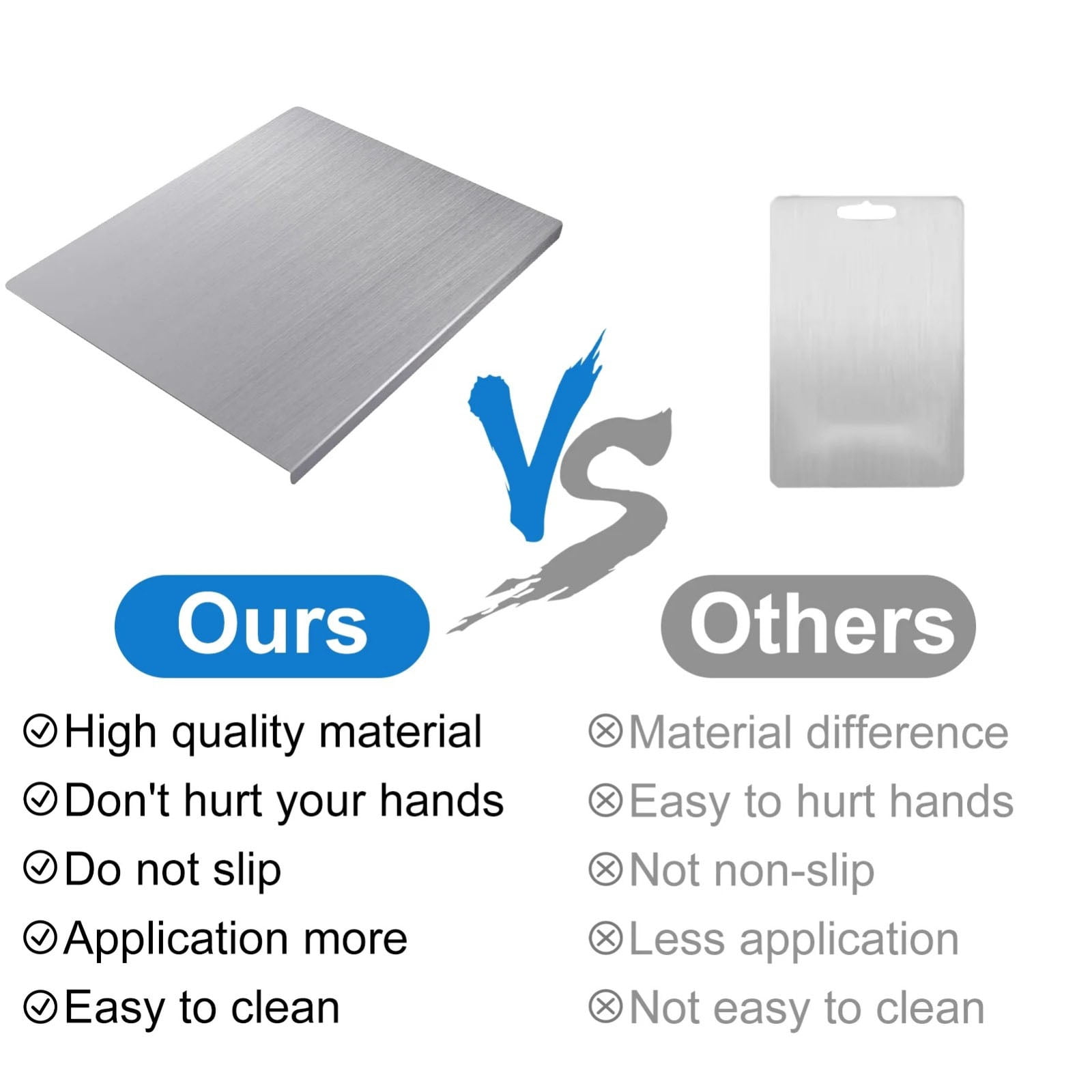 Single Stainless Steel Cutting Board Food Prep Stainless Steel Cutting Board With Lip Stainless Steel Chopping Board Thickened Kitchen Cutting Board Double Sided Non Slip Metal Prep Board