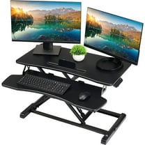 TechOrbits Standing Desk Converter-32-inch Height Adjustable, MDF Wood, Sit Riser-Black, 32"