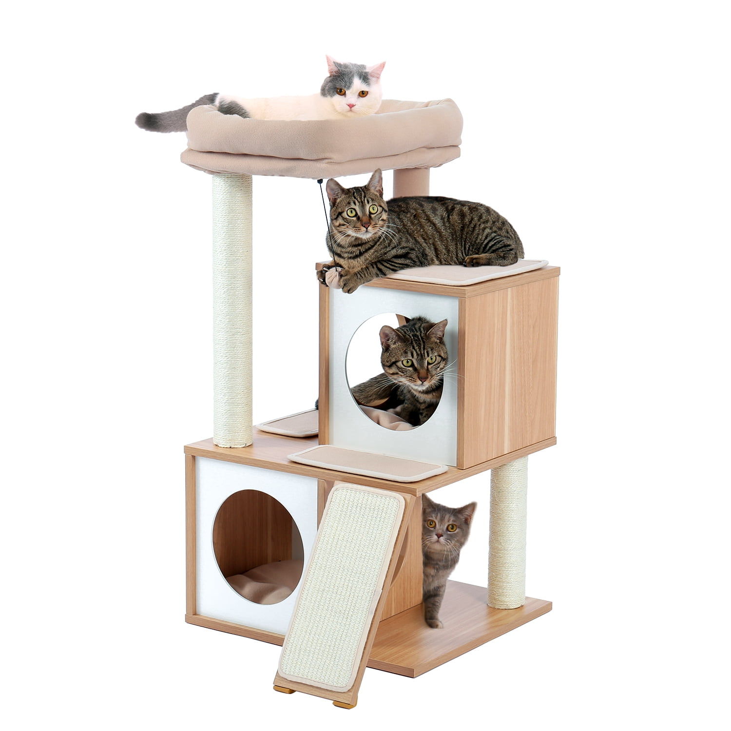 Pefilos 34" Cat Condo for Multiple Cat Tree Houses with Spacious Perch, Cat Tower for Big Cats, Beige Pefilos 34" Cat Condo for Multiple Cat Tree Houses with Spacious Perch, Cat Tower for Big Cats, Beige