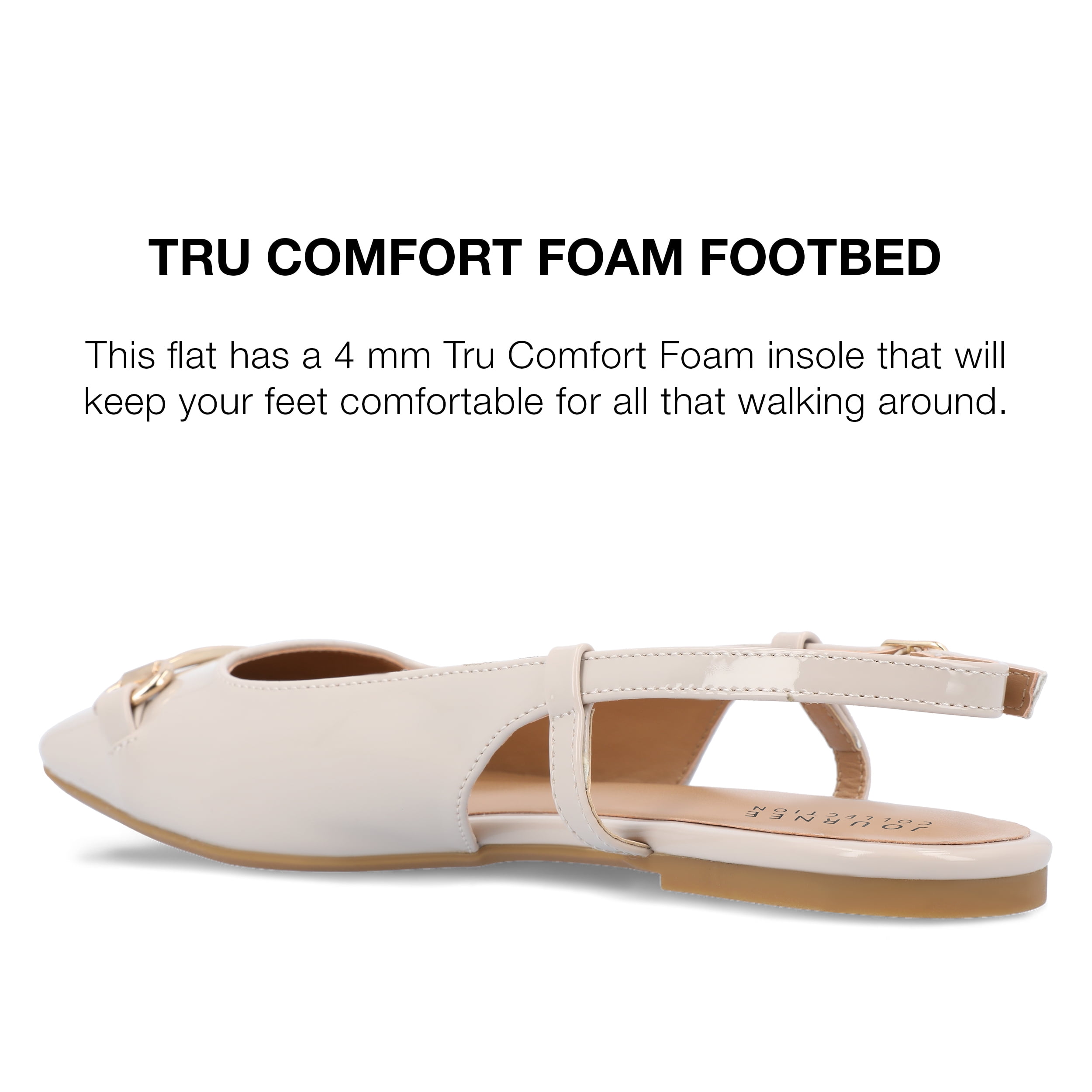 Journee Collection Womens Ceecy Tru Comfort Foam Sling Back Buckle Square Toe Flats