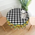 thumbnail image 2 of Sunflower Tablecloth Round 60 Inch Fabric Black White Buffalo Check Plaid Table Cloth Washable Spillproof Wrinkle Free Spring Summer Farmhouse Floral Table Cover for Indoor Outdoor Kitchen Dinning, 2 of 6