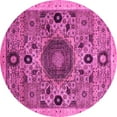 thumbnail image 1 of Ahgly Company Indoor Round Abstract Pink Modern Area Rugs, 3' Round, 1 of 4