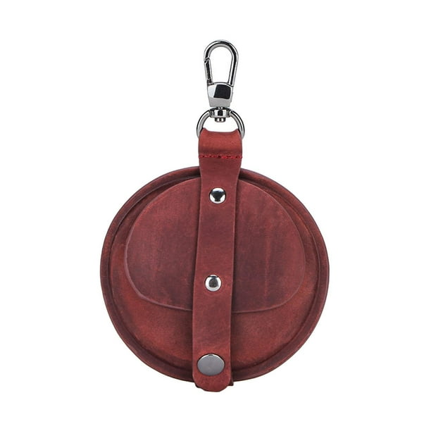 Monedero portátil de diseño vintage, redondo, con gancho de metal Rojo