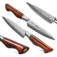 thumbnail image 2 of HEZHEN Damascus Knife Sets 5PCS,Premium Powder Steel Forged Hammered Pattern, Rosewood Handle, Chef Knife Cooking Kitchen Knives, 2 of 6