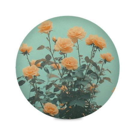 

WOBOGO Orange Roses Round Placemats Set of 1 Heat Resistant Washable Kitchen Table Decorations 15.4in